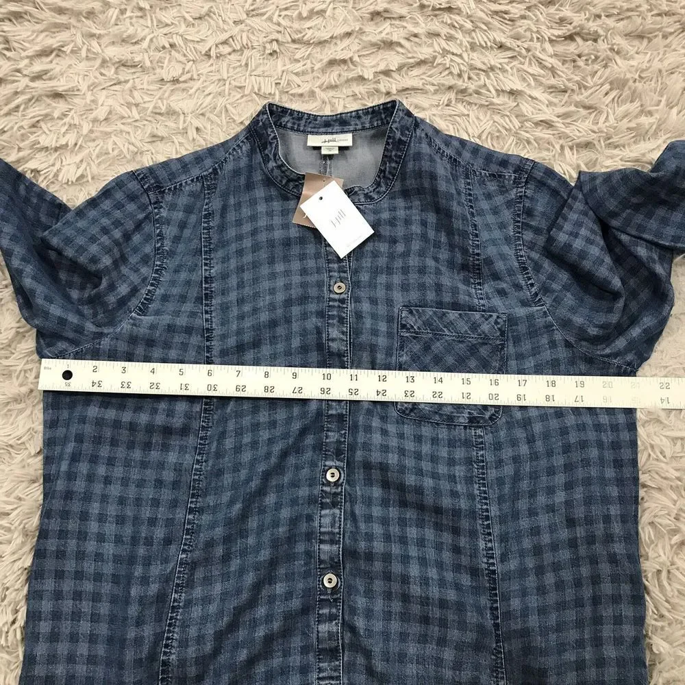 NWT J Jill Denim Womens Chambray Lyocell Dress Size M Button Up Tab Sleeve‎ - Picture 6 of 8